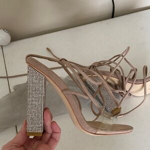 Chic Rhinestone Strap Heels